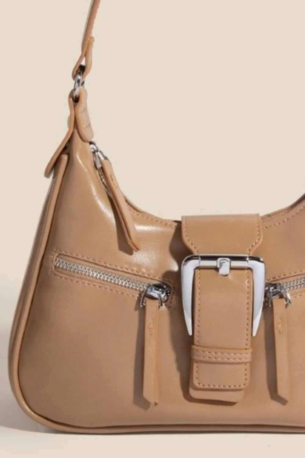 Large Hobo Buckle Triple Zipper Hand Bag Fame