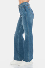 Tummy Control Cut Raw Hem Straight Jeans Judy Blue   