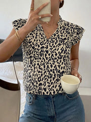 Leopard Print Ruffle Sleeve Blouse Simmer & Fay