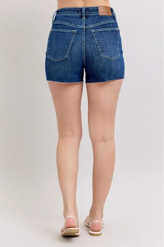 High Waist Criss-Cross Waistband Denim Shorts Judy Blue