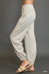 Drawstring Jogger Pants with Front Seam Detail Umgee