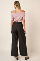 Deep Pleated High Waisted Wide Leg Pants Mittoshop   