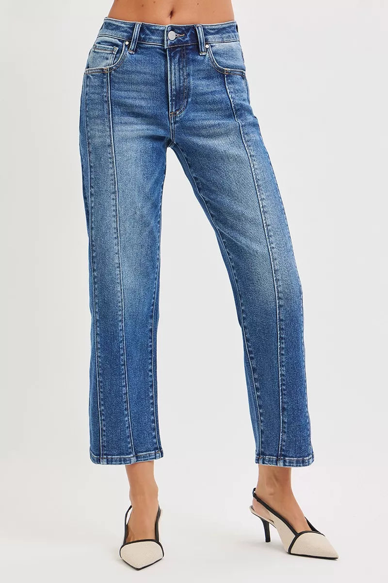 High Rise Crop Straight Jeans Risen