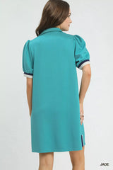 Color Block Zip Front Shift Dress Umgee