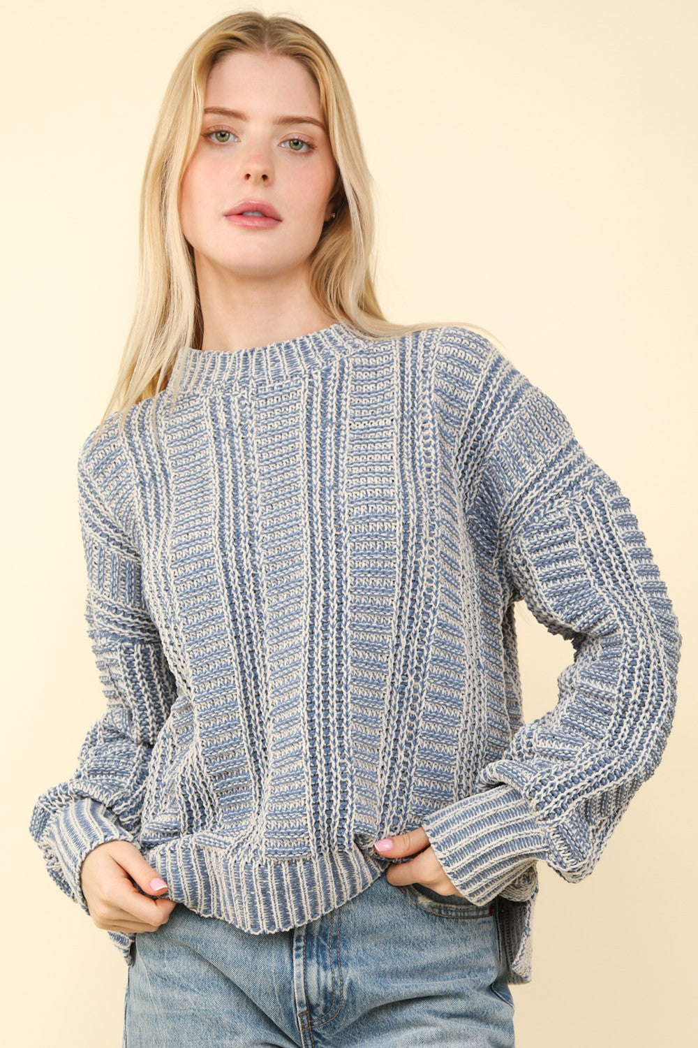 Two Tone Long Sleeve Sweater Very J   