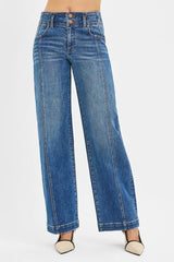 Mid Rise Fit Wide Baggy Jeans Risen DARK 0