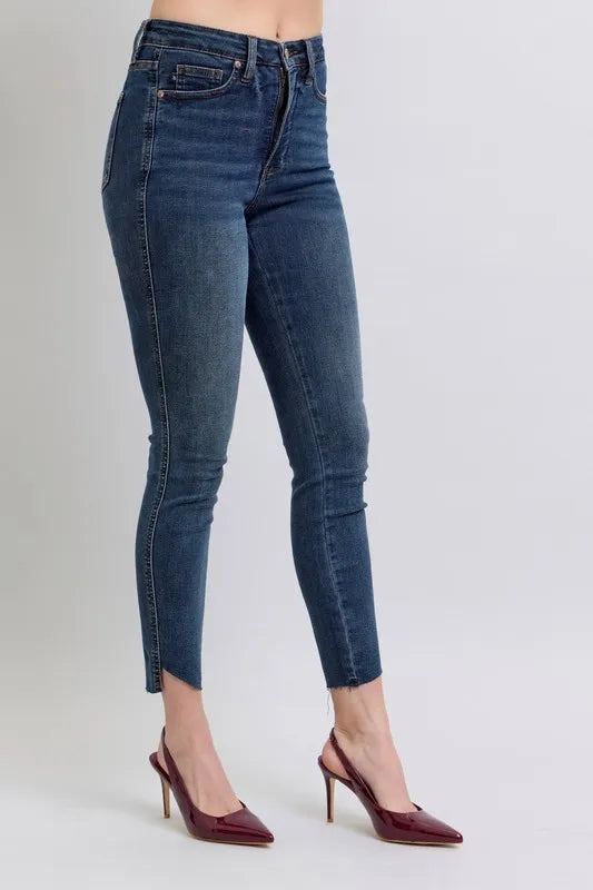 High Waist Tummy Control Step Hem Skinny Jeans Plus Size Judy Blue