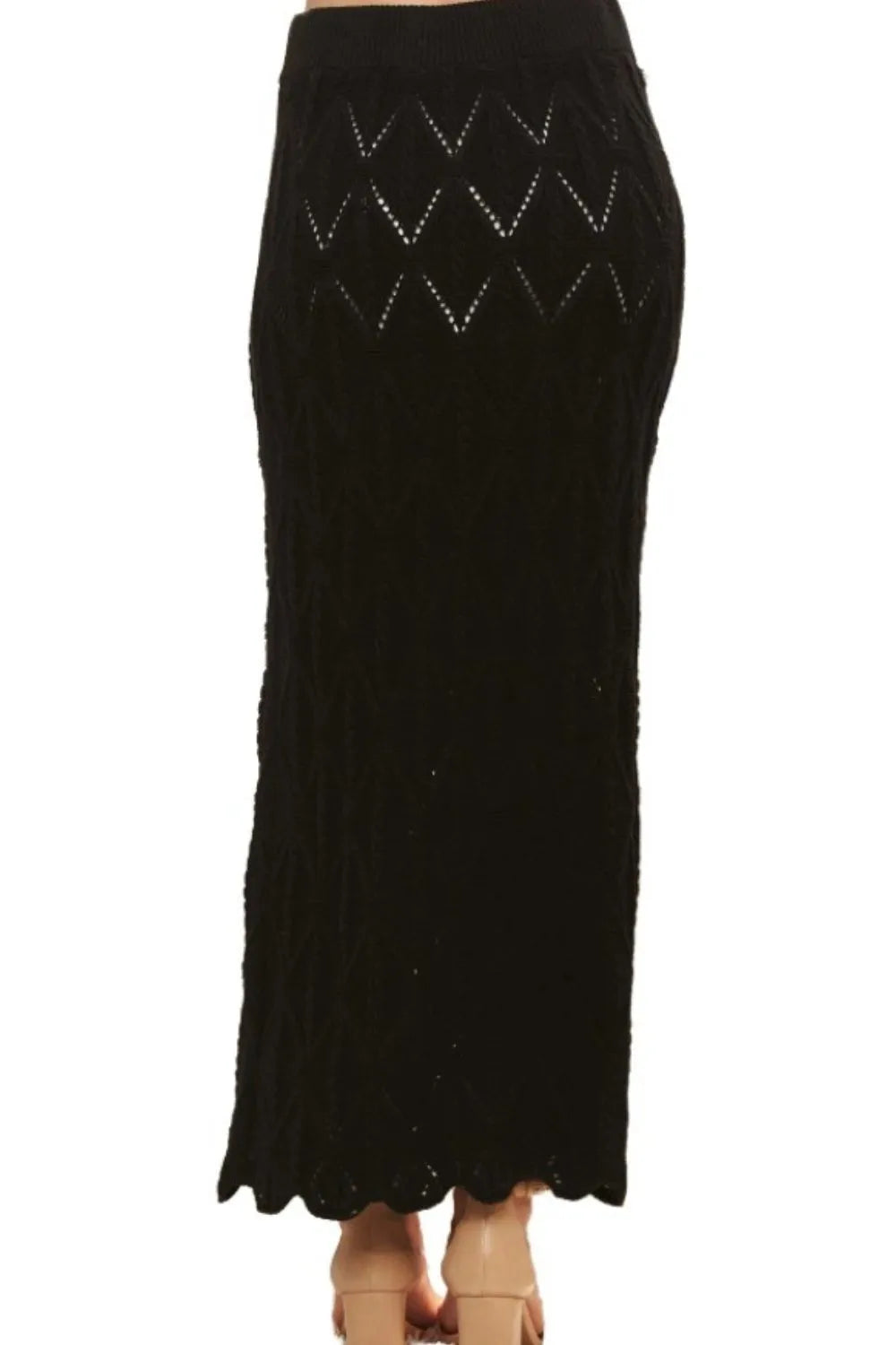 Scallop Trim Detail Knit Skirt Adora