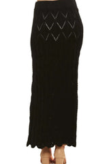 Scallop Trim Detail Knit Skirt Adora