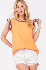 Contrast Striped Sleeveless Round Neck Top Ces Femme