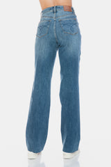 Tummy Control Cut Raw Hem Straight Jeans Judy Blue   