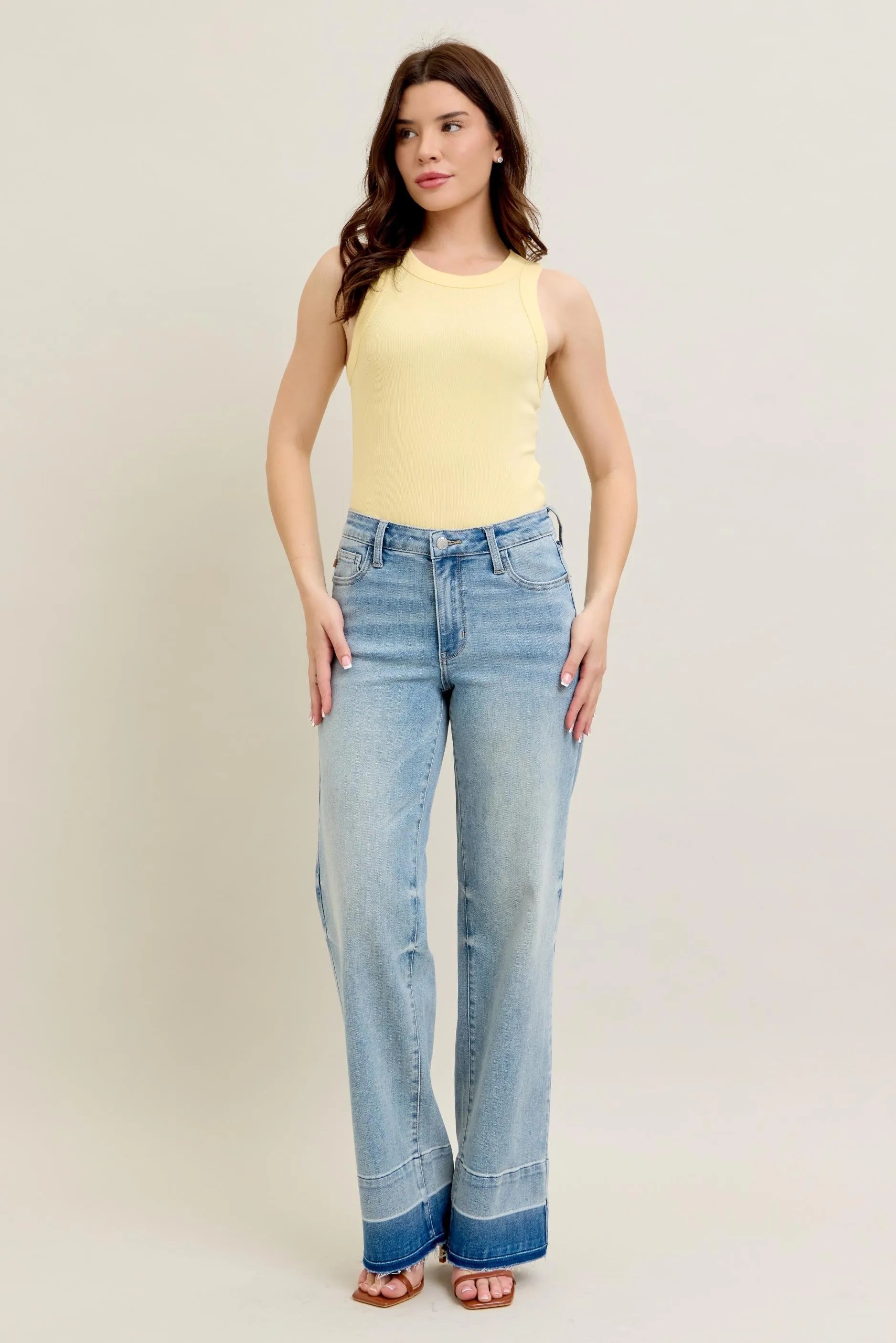 Release Hem Wide Leg Jeans With Plus Size Judy Blue