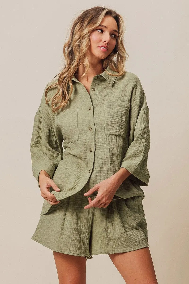 Crinkle Gauze Shirt and Short Set BiBi