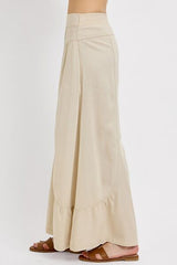 Shirring Detail Wide Leg Pants Risen