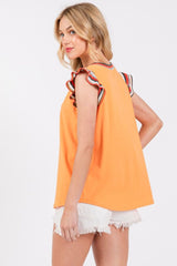 Contrast Striped Sleeveless Round Neck Top Ces Femme