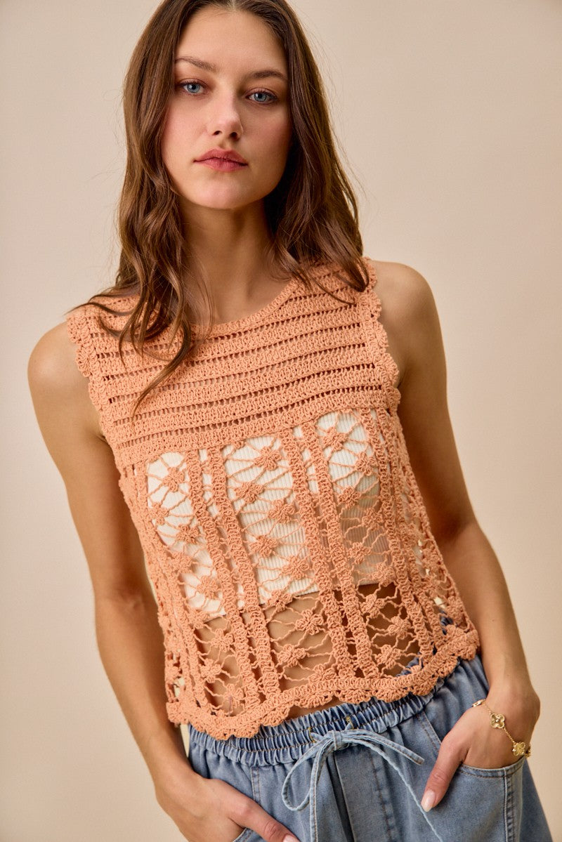 Crochet Knitted Lace Sweater Tank Top So Me