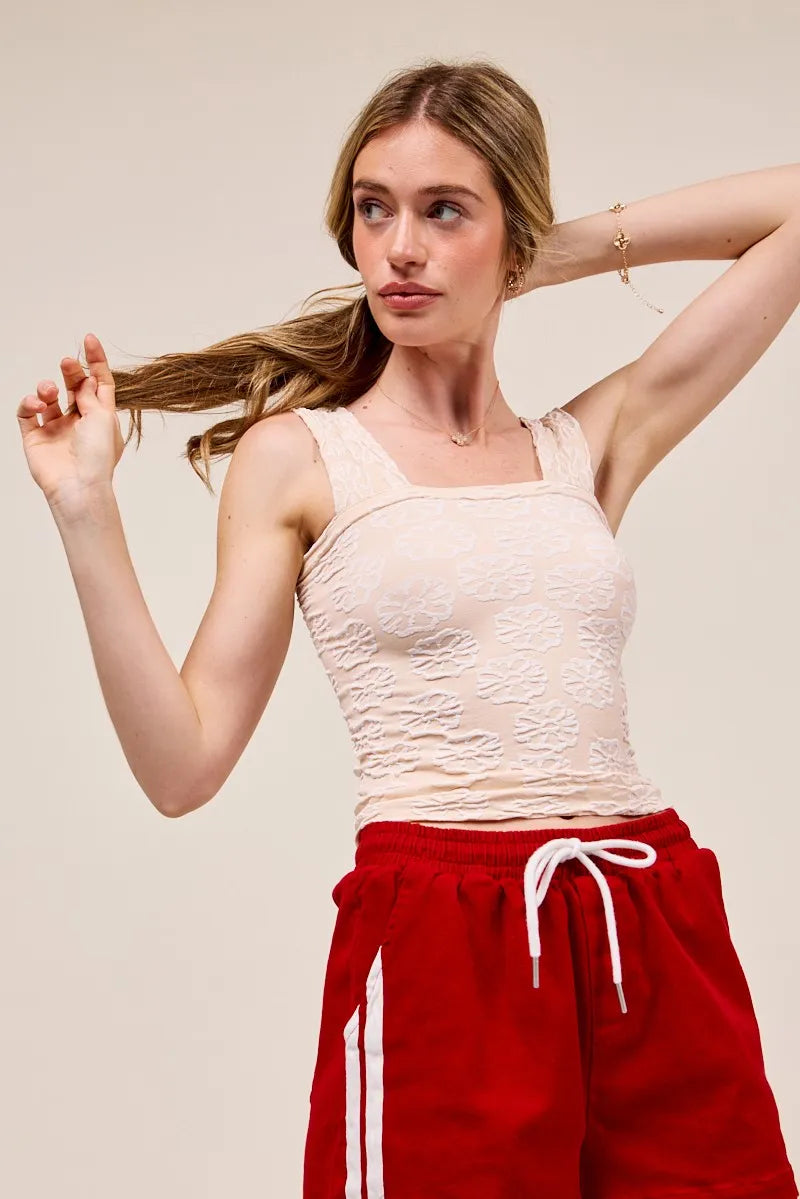 Two Tone Floral Seamless Tank Top So Me