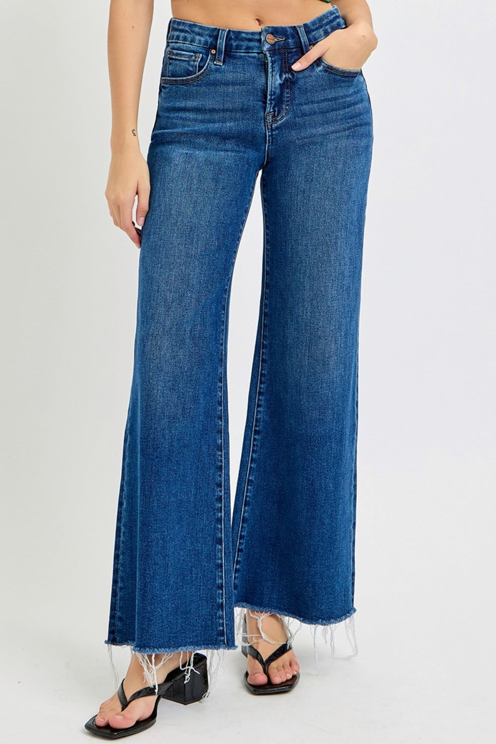 Tummy Control High Rise Wide Leg Jeans Risen Dark 0(24) 