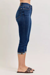 High Waist Capri Jeans with Single Cuff Judy Blue
