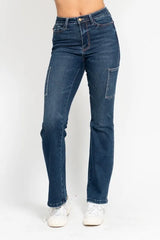High Waist Cargo Bootcut Jeans Judy Blue DK 1(25)