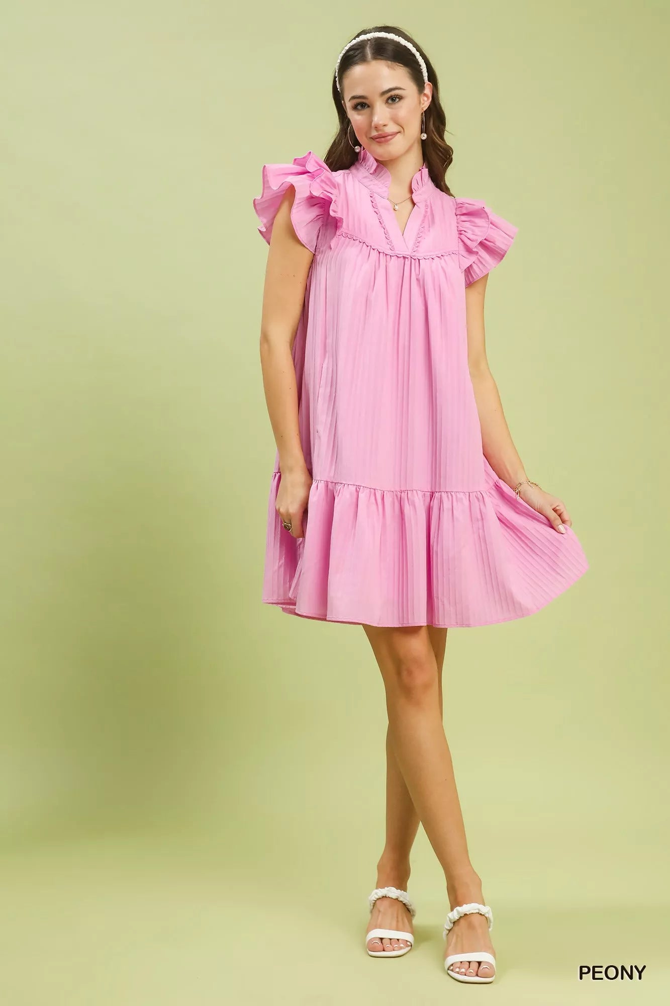 Flutter Sleeve Tiered Dress Umgee