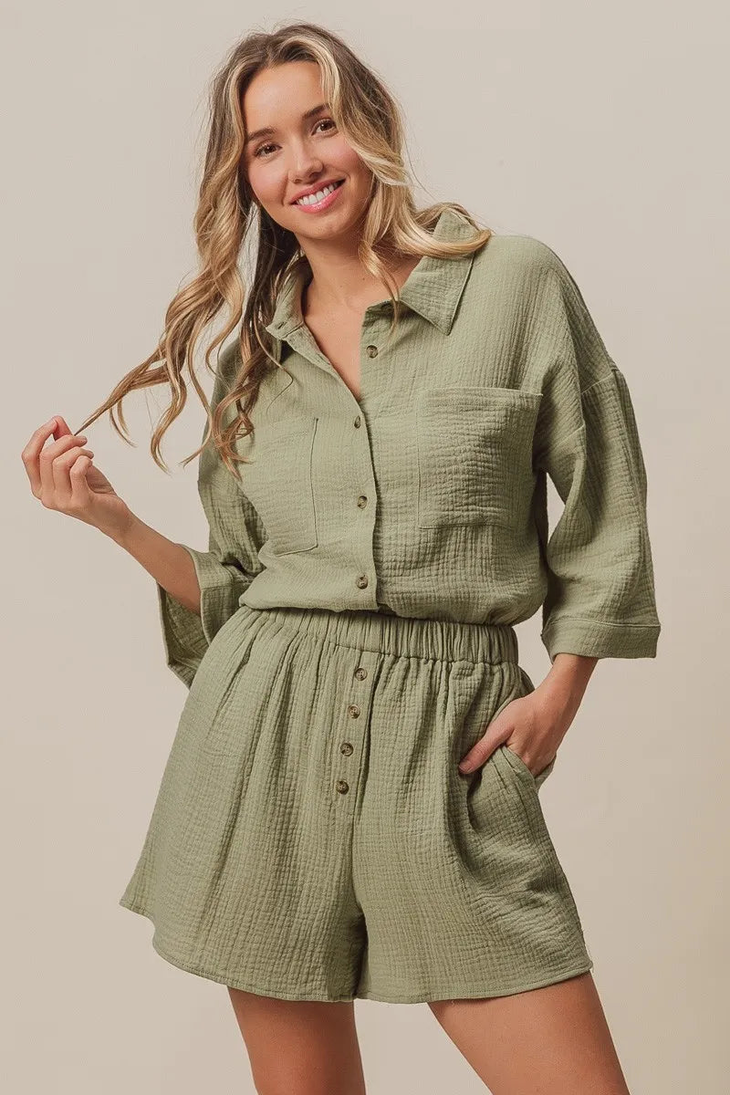Crinkle Gauze Shirt and Short Set BiBi