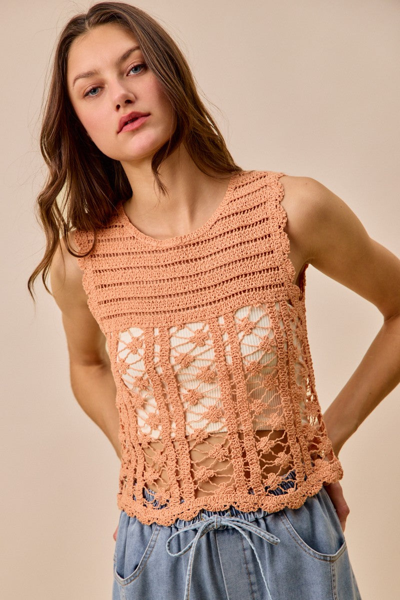 Crochet Knitted Lace Sweater Tank Top So Me
