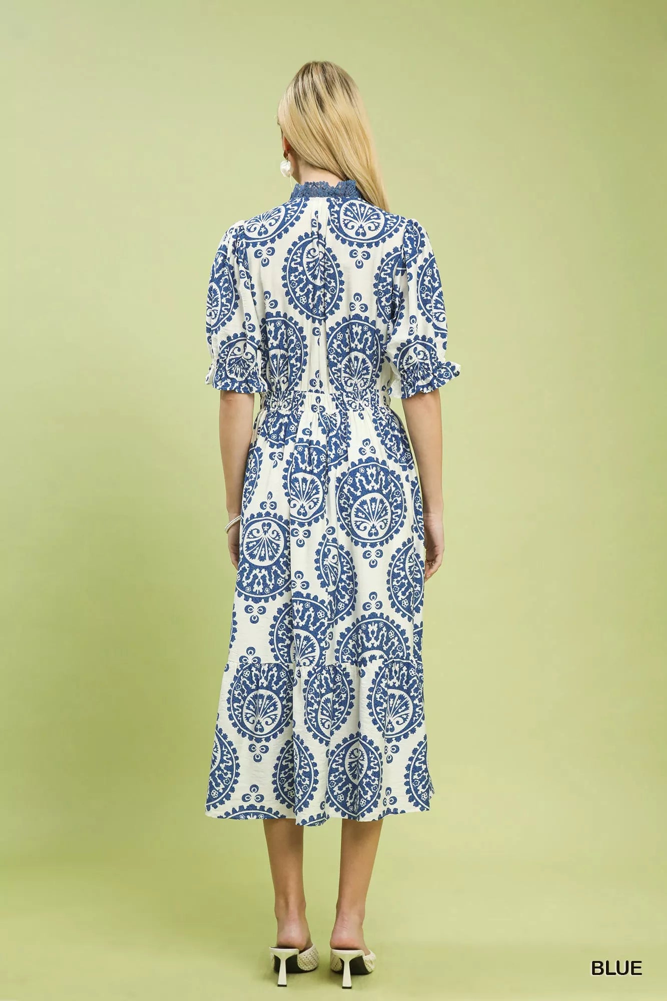 Paisley Smocked Waist Midi Dress Umgee