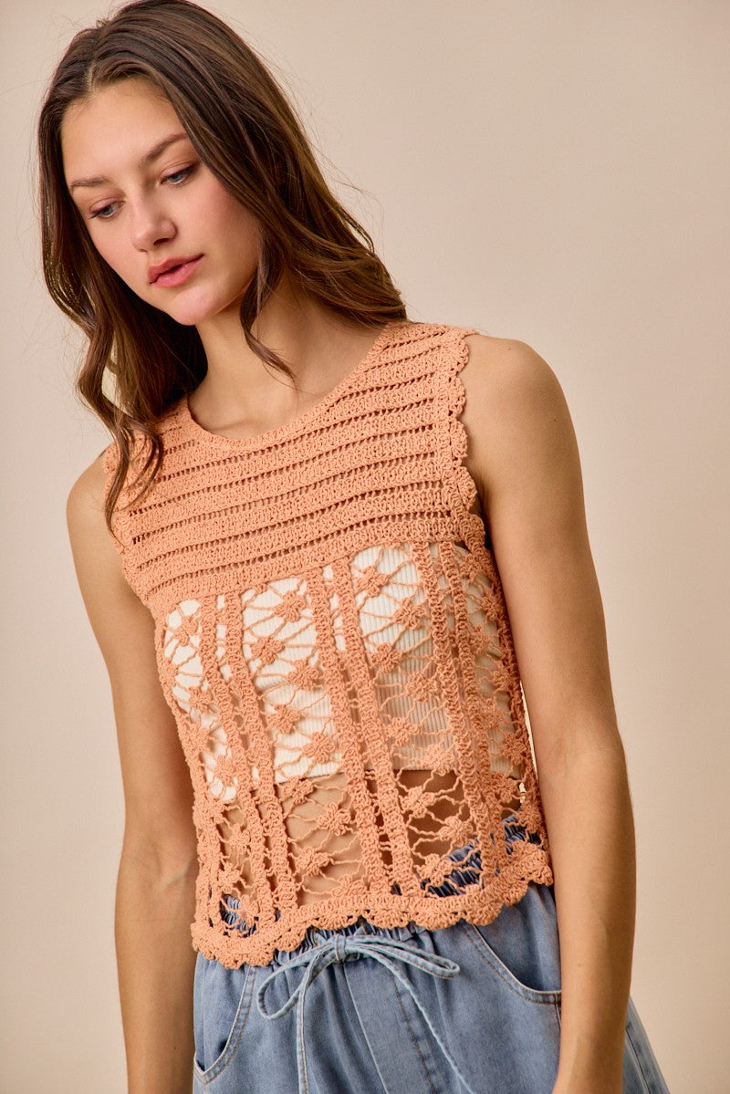 Crochet Knitted Lace Sweater Tank Top So Me
