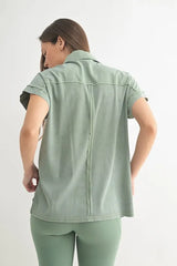 Mineral Wash Half Button Collard T-Shirt Mono B