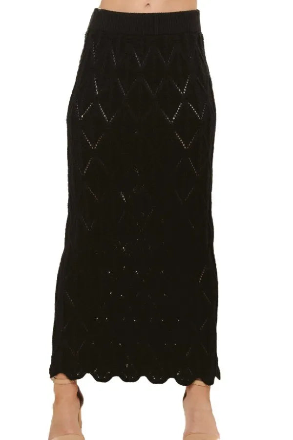 Scallop Trim Detail Knit Skirt Adora