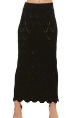 Scallop Trim Detail Knit Skirt Adora