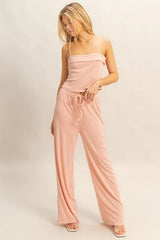 Rib Knit Cami Top and Pants Set HYFVE