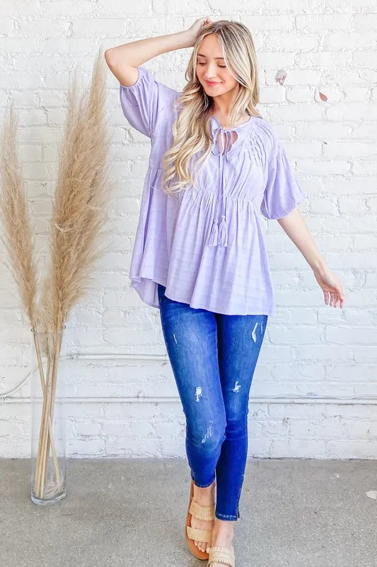 Textured Pintuck Blouse Top with Tassels And the Why
