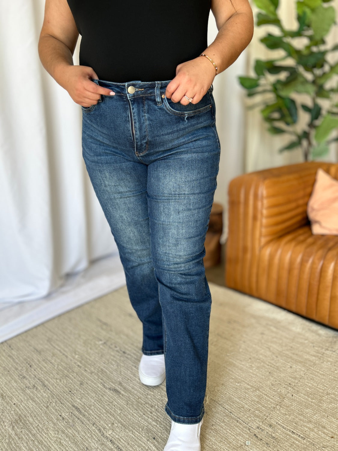 High Rise Straight Tummy Control Jeans RFM   