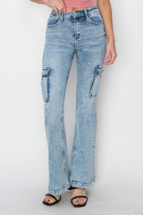 High Rise Cargo Flare Jeans Risen Acid Medium 0(24) 