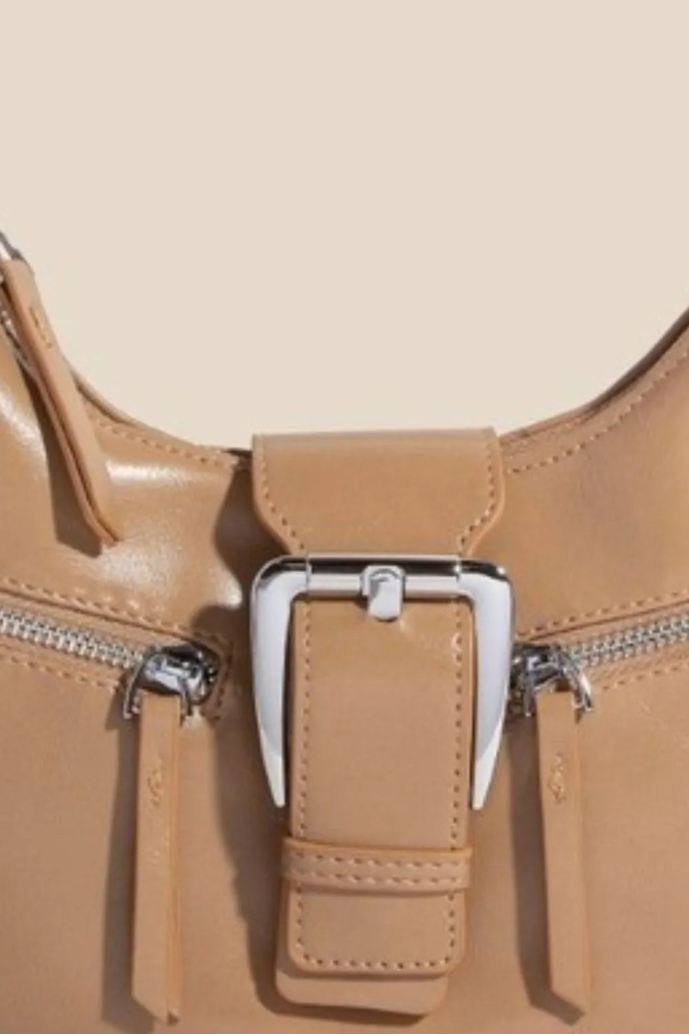 Large Hobo Buckle Triple Zipper Hand Bag Fame