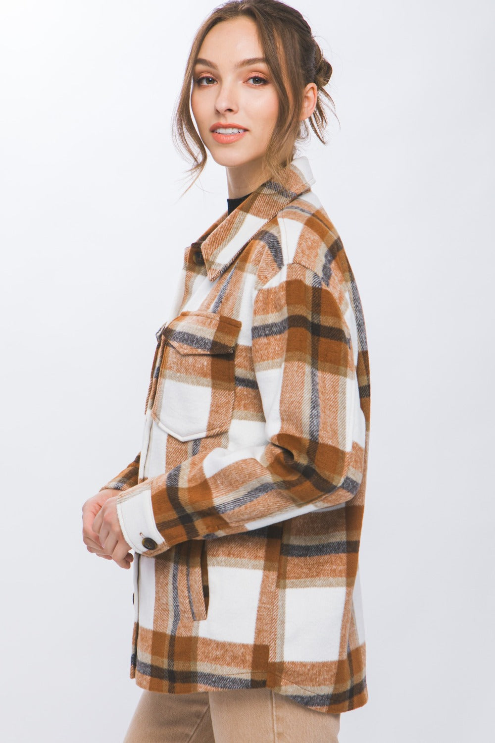 Plaid Button Up Shacket Love Tree   