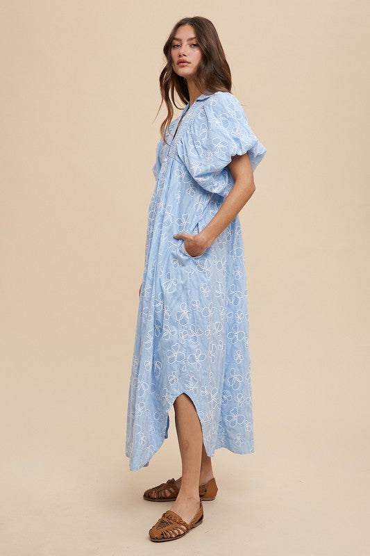 Annie Wear Floral Smock Detail Puff Sleeve Dress Annie Wear