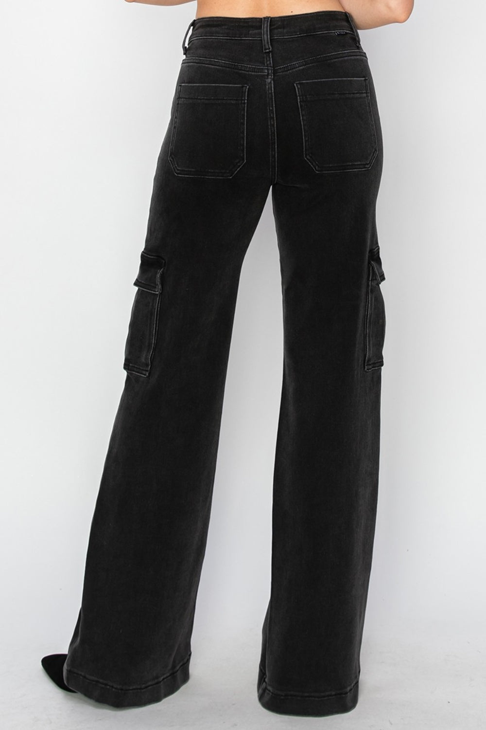 High Rise Wide Leg Cargo Jeans Risen   