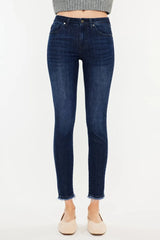 High-Rise Slim Fit Raw Hem Ankle Jeans Kancan DARK 0/23