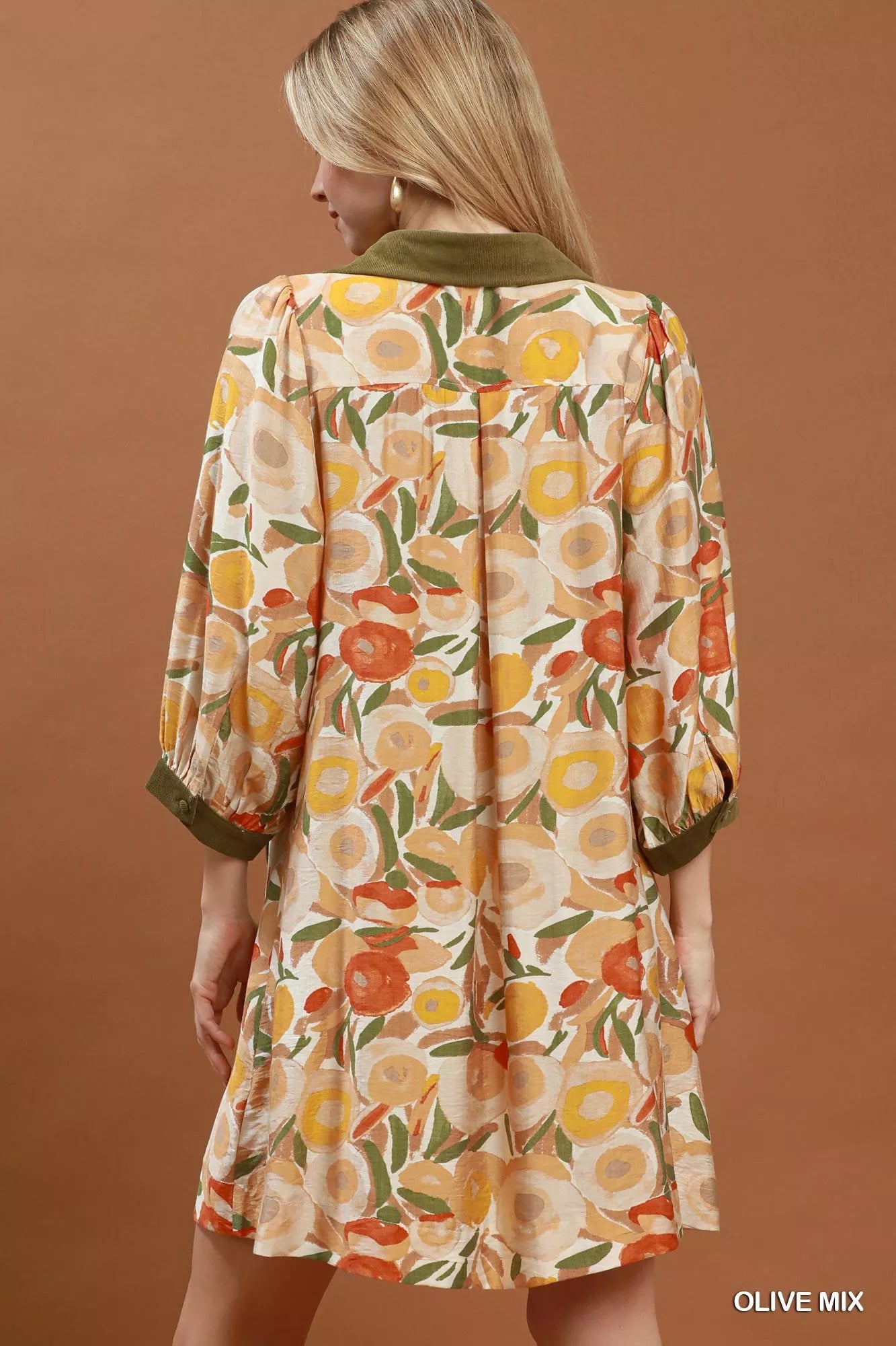 Mix Floral Contrast Trim Shift Mini Dress Umgee