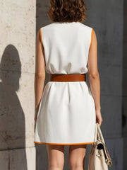 Contrast Trim V-Neck Sleeveless Dress Simmer & Fay