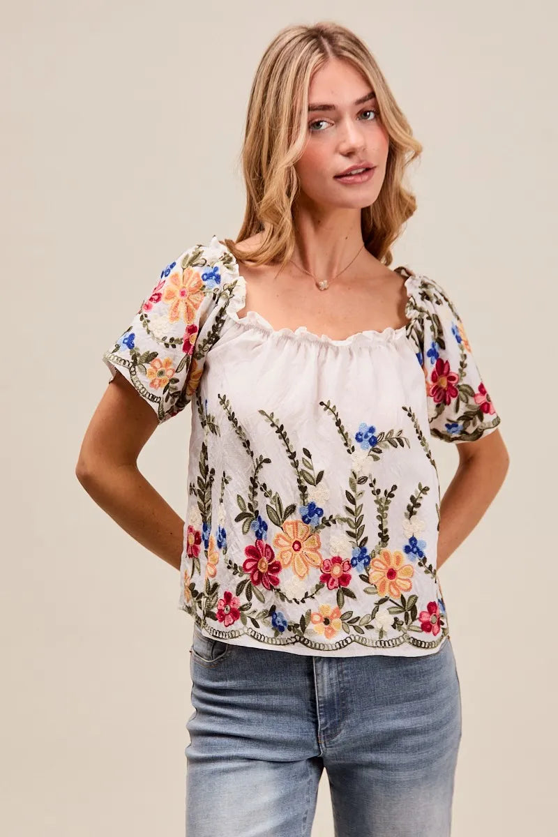 Floral Embroidered Two Way Off The Shoulder Blouse So Me