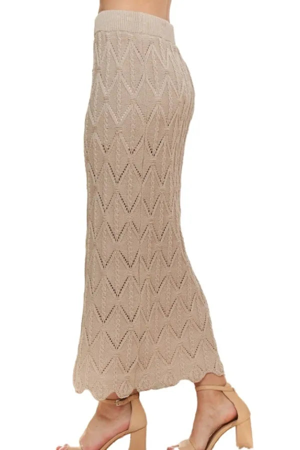 Scallop Trim Detail Knit Skirt Adora