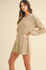 Round Neck Long Sleeve Sweater Romper Mable   