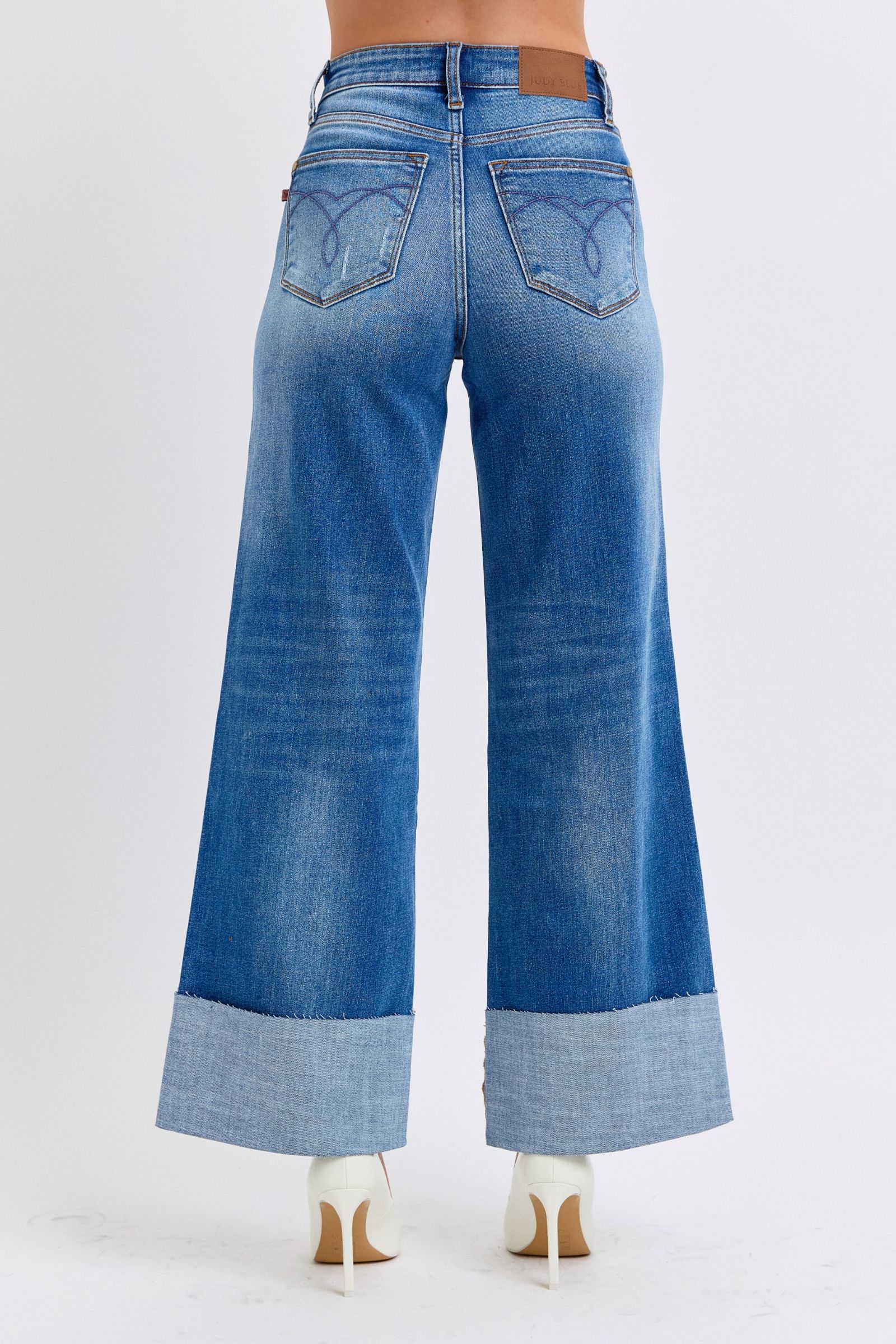 Distressed High Waist Wide Leg Jeans Judy Blue