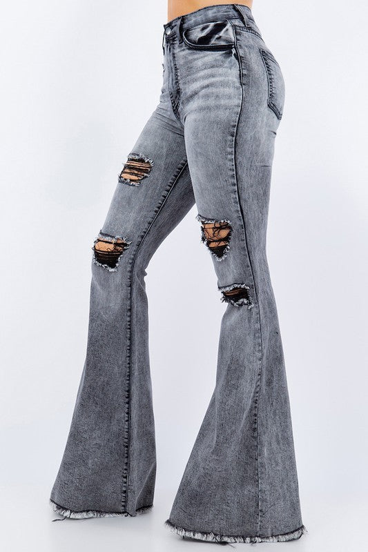 Storm Bell Bottom Jean in Grey GJG Denim   