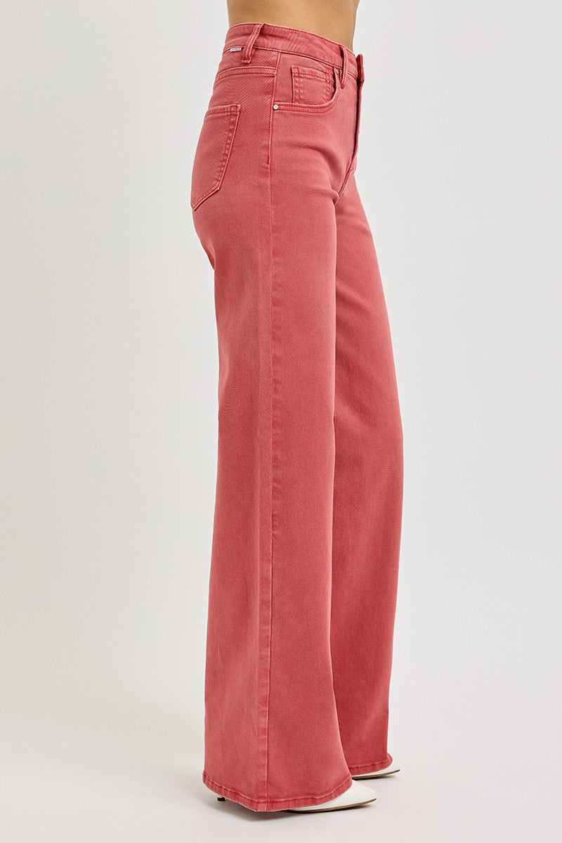 High Rise Tummy Control Wide Leg Jeans Risen   