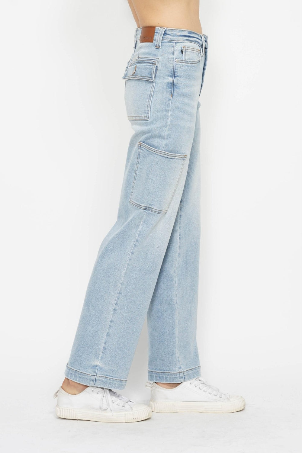 Light Blue High Waist Straight Cargo Jeans Judy Blue   